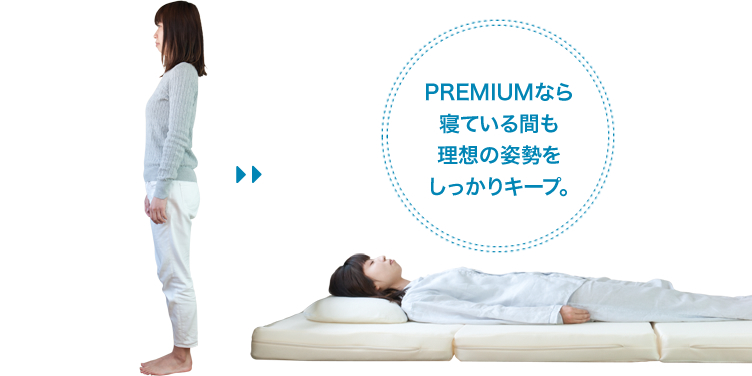 PREMIUMなら寝ている間も理想の姿勢をしっかりキープ。
