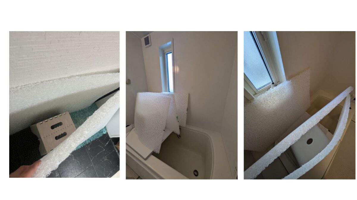 隙間を開けてブレスエアーを干している写真