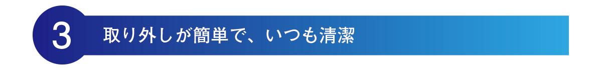 取り外しが簡単で、いつも清潔