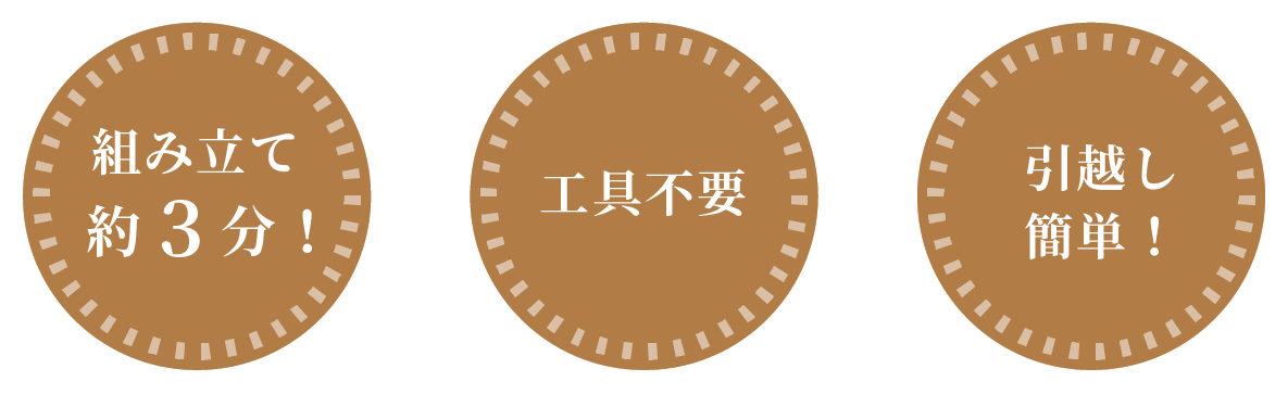 組み立て３分、ひとりで組み立て、13パーツに分解